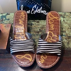 Sam Edelman | zebra print slip on wedges | 8